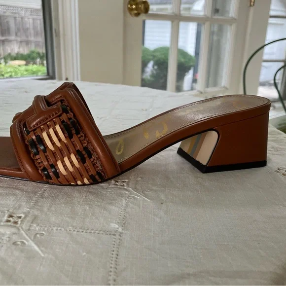 Sam Edelman Brown and Cream Woven Heels - Picture 1 of 3